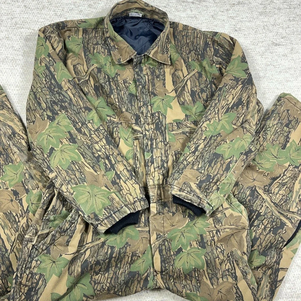 Vintage Realtree Trebark Camo Coveralls Bibs Men Large Hunting Outdoors USA‎ 90s